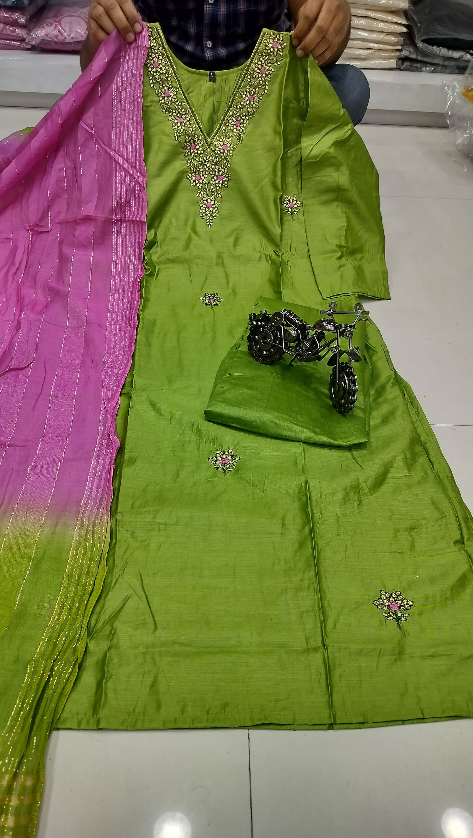 Virat Designer V Neck Kurti With Bottom Dupatta Catalog